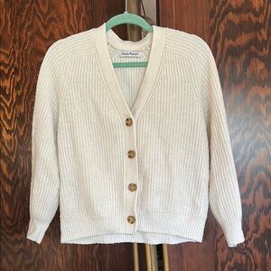 Tommy Bahama Women’s Cream Cardigan Button Sweater Knit with Ribbed Texture